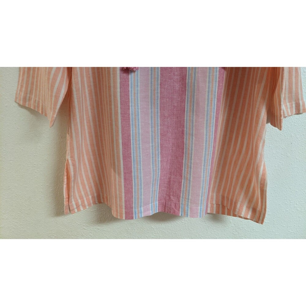 Women's TOMMY BAHAMA Striped Hooded "Lovely Lanes" Linen Blend Baja Top M - Picture 7 of 16